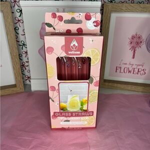 Cherry Glass Straws, 6 pack